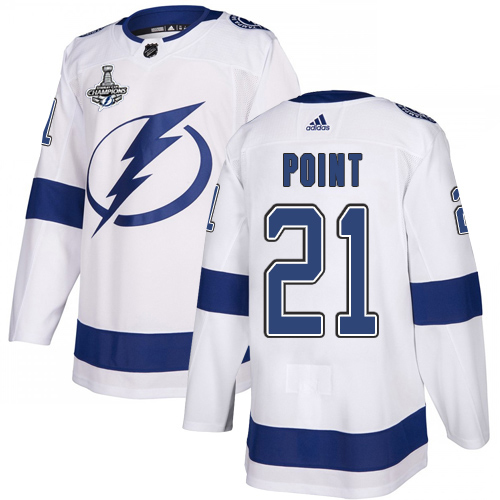 Adidas Tampa Bay Lightning #21 Brayden Point White Road Authentic Youth 2020 Stanley Cup Champions Stitched NHL Jersey->youth nhl jersey->Youth Jersey